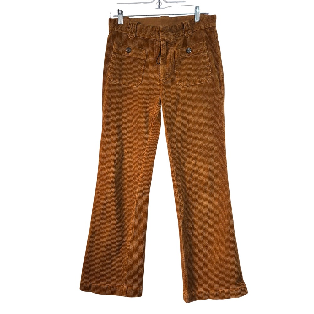 Free People Corduroy Flare Patch Pocket Pants Mid Rise Boho 70s Festival‎ Y2K